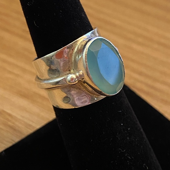 Vintage hallmarked Chalcedony 925 sterling silver ring - Picture 10 of 12